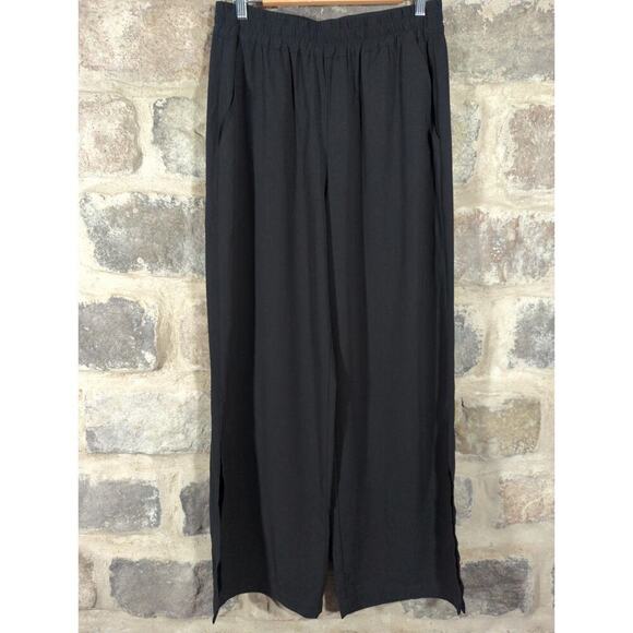 Evereve Sanctuary Pants Woman's‎ Medium Black Wide Leg Split Hem NEW CP0860BE4 - Picture 1 of 13